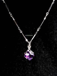 0787-Dây chuyền nữ-Amethyst rock silver plated necklace