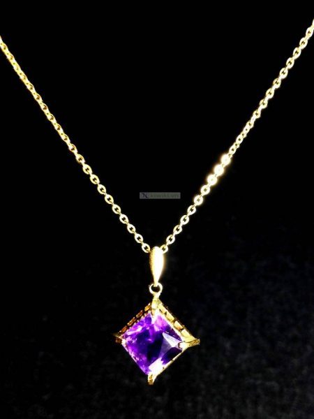 0802-Dây chuyền nữ-Amethyst gem stone necklace0
