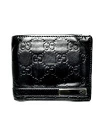1686-Ví nam-GUCCI Guccissima black leather wallet