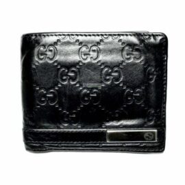 1686-Ví nam-GUCCI Guccissima black leather wallet