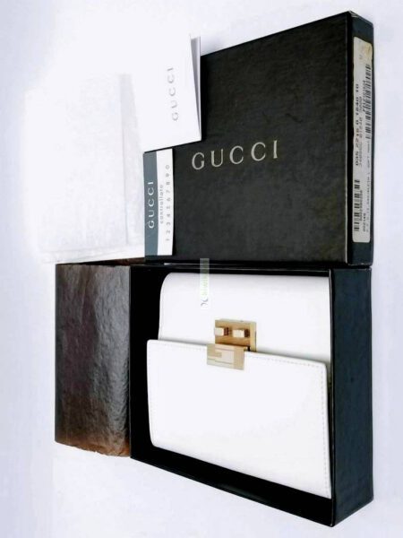 1709-Ví vuông nữ-GUCCI white leather wallet1