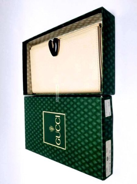 1712-Ví dài nữ-GUCCI white leather vintage wallet1