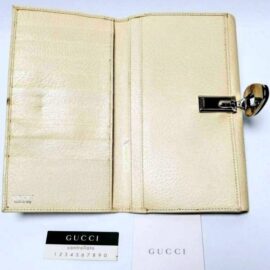 1712-Ví dài nữ-GUCCI white leather vintage wallet