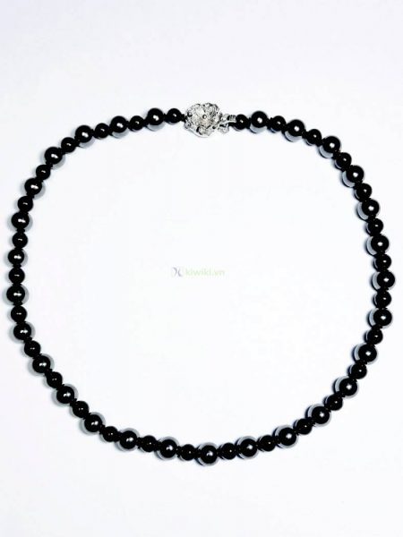 0860-Dây chuyền nữ-Black & gray rock necklace1
