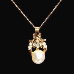0867-Dây chuyền nữ-18K gold plated  & faux pearl necklace0