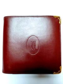 1724-Ví nam-CARTIER Bordeaux Must Line 2 Fold Leather Gold Hardware