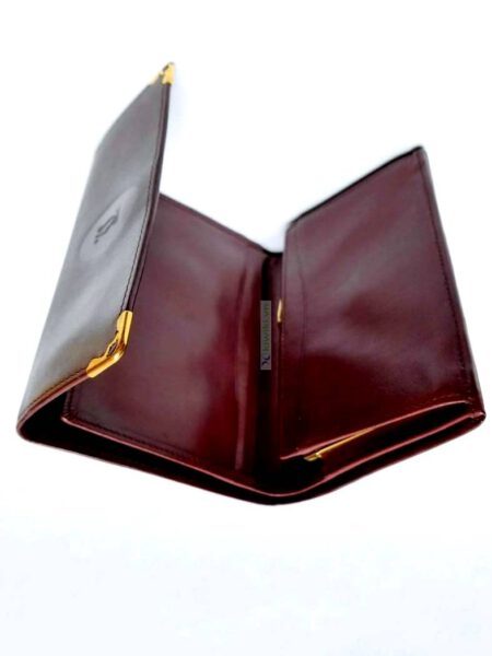 1725-Ví nữ/nam-CARTIER burgundy leather compact wallet4