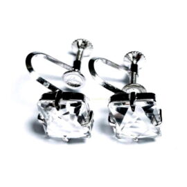 0899-Bông tai nữ-Clear quartz clip earrings-Khá mới