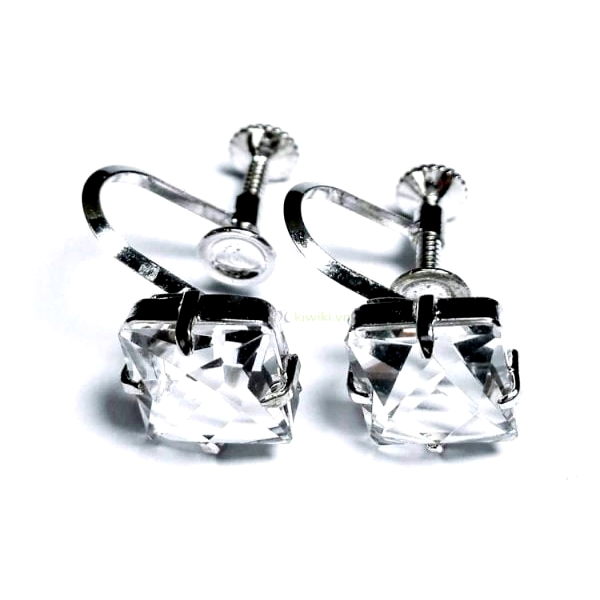 0899-Bông tai nữ-Clear quartz clip earrings-Khá mới0