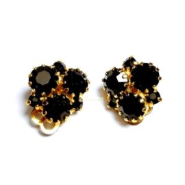 0908-Bông tai nữ-Gem stones and gold plated clip earrings-Khá mới