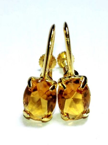 0915-Bông tai-Citrine Gemstone earrings0