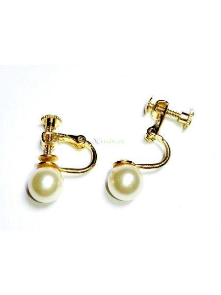 0916-Bông tai-Faux pearl screw back studs earrings0