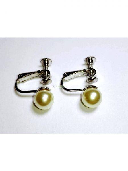 0918-Bông tai-Faux pearl screw back studs earrings0