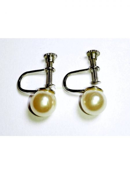 0919-Bông tai-Faux pearl screw back studs earrings0