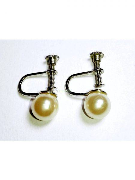 0919-Bông tai-Faux pearl screw back studs earrings2