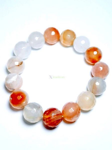 0929-Vòng tay đá Agate-Orange shades of Agate gemstone bracelet0