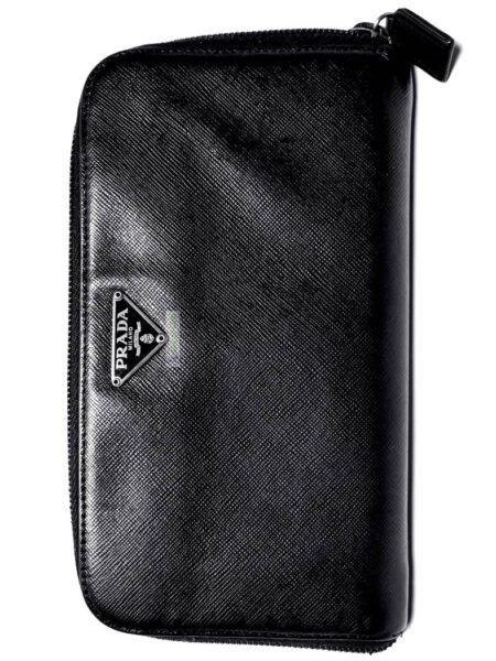 1660-Ví dài nữ-PRADA black leather wallet - KIWIKI BOUTIQUE