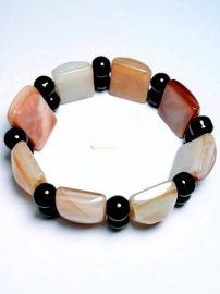 0932-Vòng tay nữ-Gemstone Agate Stripe Agate Gold Braun Beads