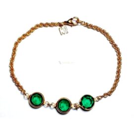 0942-Vòng tay nữ-Nina Ricci green gem stone gold plated bracelet-Khá mới