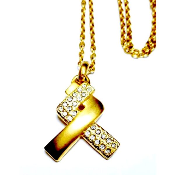 0872-Dây chuyền nữ-Lancel gold plated & gem stones necklace-Khá mới0