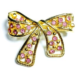 0963-Ghim cài áo-Gold plated & pink glass bracelet-Khá mới