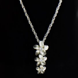 0772-Dây chuyền nữ-Alpha Star Italy Silver 925 triple plumeria necklace