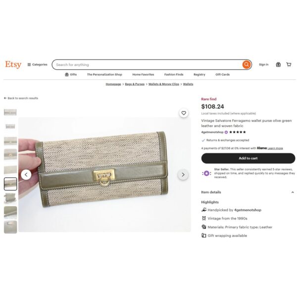 1693-Ví dài nữ-SALVATORE FERRAGAMO leather & cloth long wallet-Đã sử dụng21