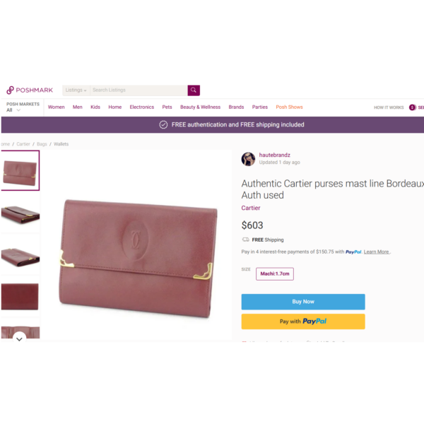 1725-Ví nữ/nam-CARTIER Mustline Burgundy leather compact wallet-Đã sử dụng19
