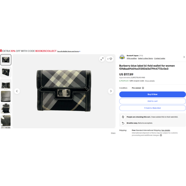 1655-Ví dài nữ-BURBERRY Blue Label long wallet-Đã sử dụng/Khá sạch17