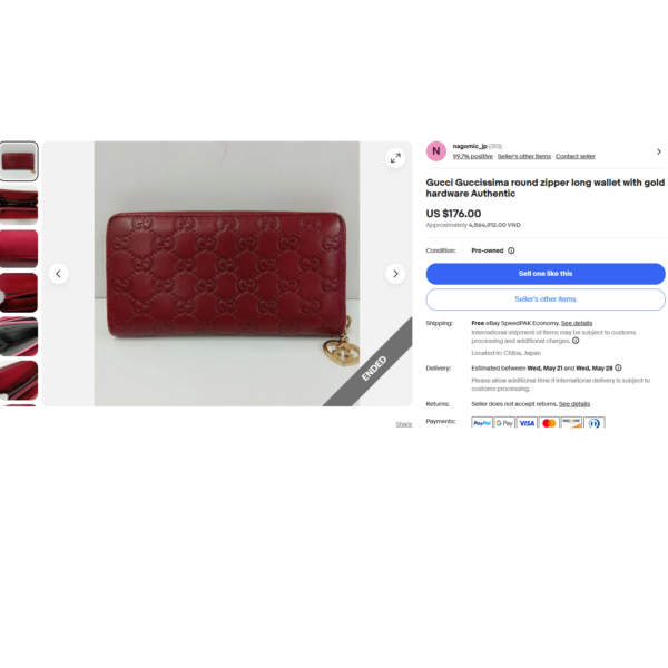 1668-Ví dài nữ-GUCCI guccissima monogram continental wallet-Đã sử dụng20