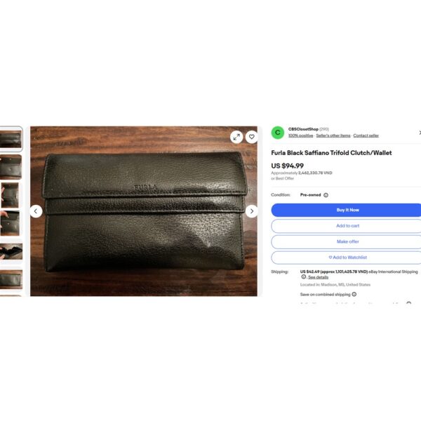 1734-Ví da nam/nữ-FURLA Bifold vintage leather wallet-Đã sử dụng14