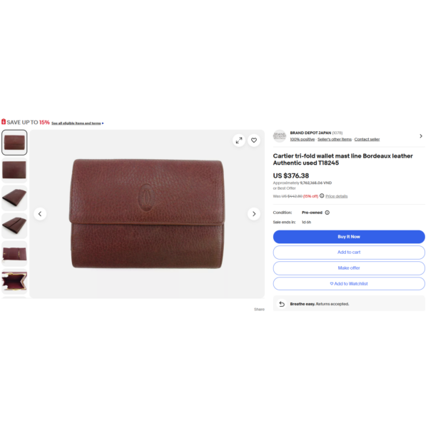 1727-Ví nữ/nam-CARTIER “Double C” logo medium wallet-Đã sử dụng19