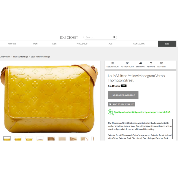 2502-Túi đeo vai-LOUIS VUITTON Thompson Street yellow vernis leather shoulder bag-Gần như mới22