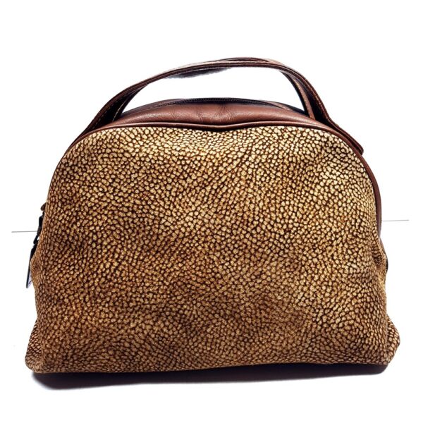 2513-Túi xách tay-BORBONESE Quail Pattern Suede handbag-Đã sử dụng3