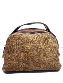 2513-Túi xách tay-BORBONESE Quail Pattern Suede Satchel handbag
