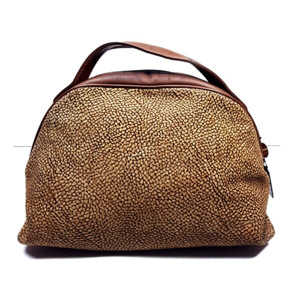 2513-Túi xách tay-BORBONESE Quail Pattern Suede handbag-Đã sử dụng1