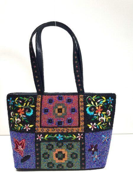 2537-Túi xách tay-Floral glass beaded tote bag4