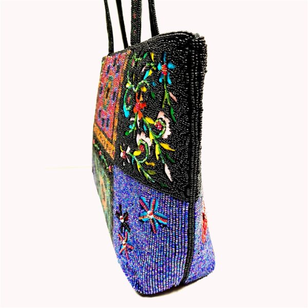 2537-Túi xách tay-Floral glass beaded tote bag2