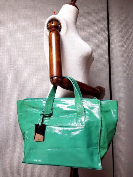 2552-Túi xách tay-Furla green patent leather handbag1