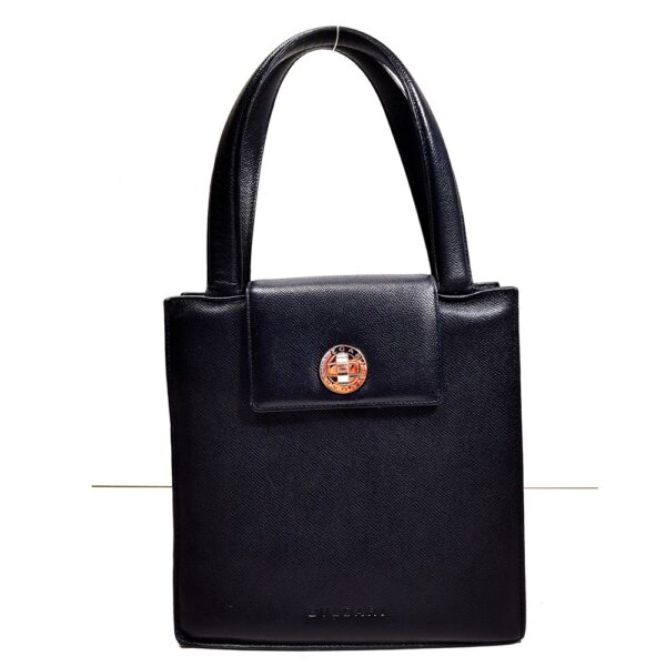 2571-Túi xách tay/đeo vai-BVLGARI black leather hand/shoulder bag1