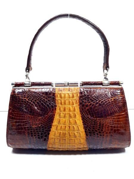 2581-Túi xách tay-CROCODILE skin vintage handbag3
