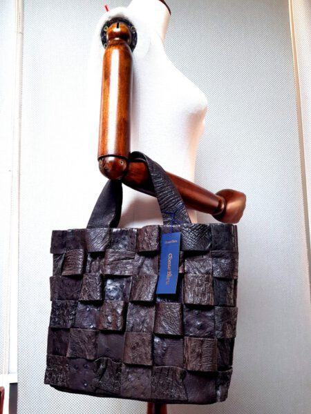 2584-Túi xách tay-CONTE BLEU ostrich skin tote bag1