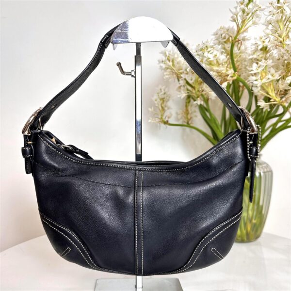 2527-Túi đeo vai/xách tay-COACH black leather hobo bag3