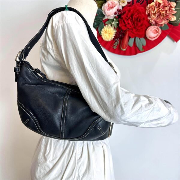 2527-Túi đeo vai/xách tay-COACH black leather hobo bag11