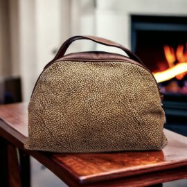 2513-Túi xách tay-BORBONESE Quail Pattern Suede handbag-Đã sử dụng