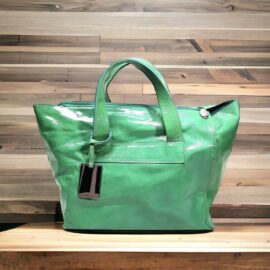 2552-Túi xách tay-Furla green patent leather handbag