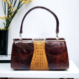 2581-Túi xách tay-CROCODILE skin vintage handbag
