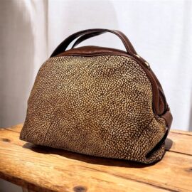 2513-Túi xách tay-BORBONESE Quail Pattern Suede handbag-Đã sử dụng