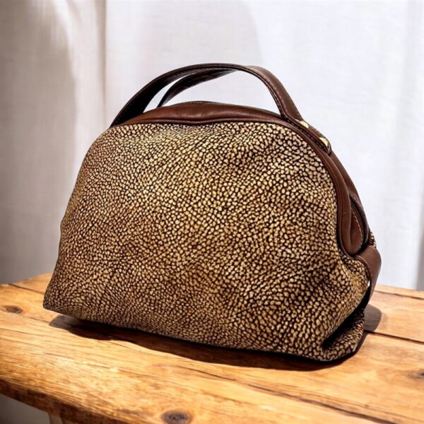 2513-Túi xách tay-BORBONESE Quail Pattern Suede handbag-Đã sử dụng0