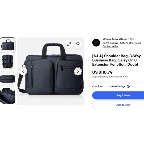 2525-Cặp nam/balo-Cordura A.L.I fabric 3 ways bag-Gần như mới16
